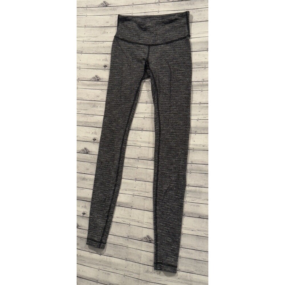 LULULEMON Womens Woven Leggings Sz 4 Black Gray High Waist Gym Yoga Workout - Picture 6 of 16
